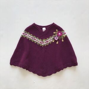 Old Navy purple floral  knit poncho VGUC 4T